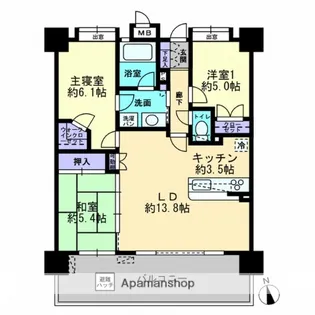 コアマンション橘公園リバーステージ【505号室】の間取り