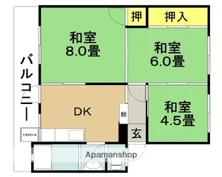 エバーライフ花ヶ島【102号室】の間取り