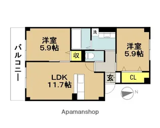 ラフティ【Ⅰ202号室】の間取り