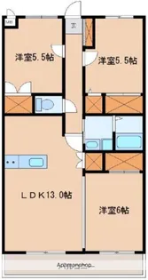 リアン花ヶ島【5階】の間取り