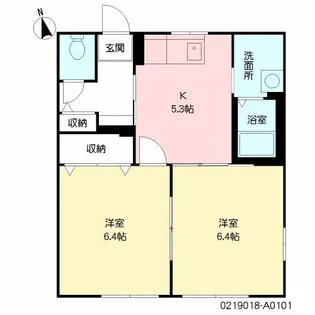 シャイニー・ウイング A棟【101号室】の間取り