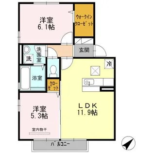 サーフスリィフォレスタ【1階】の間取り
