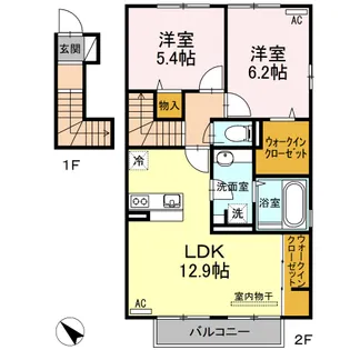 セジュール・アイⅡ B棟【2階】の間取り