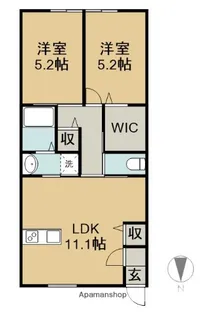 2LDKの間取り画像