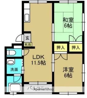 山口ハイツA棟【2階】の間取り