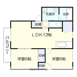 チェリーハイツTWO A棟【102号室】の間取り