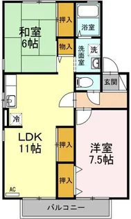 グランディールU B棟【2階】の間取り