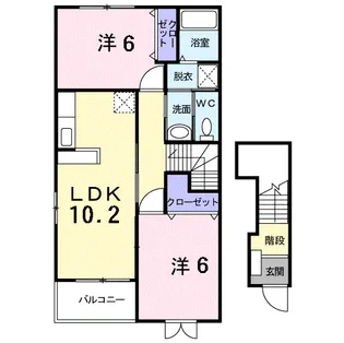 メリーハウス・ひまわりA【2階】の間取り