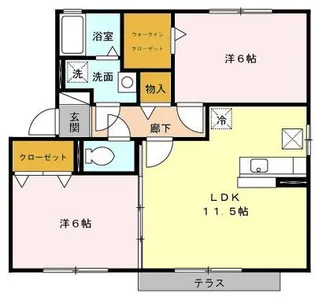 チェリーヒル香月【1階】の間取り