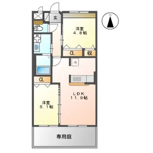 グレイスヴィラ広瀬 A棟【1階】の間取り