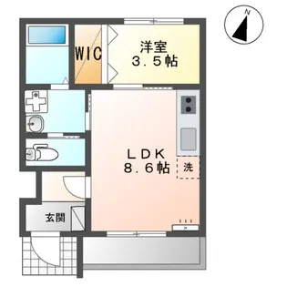 オレンジクレスト Ⅱ【102号室】の間取り
