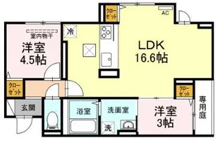 ガーデンコート武町【1階】の間取り