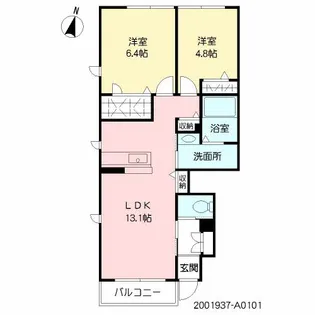 カーサ高柳【B101号室】の間取り