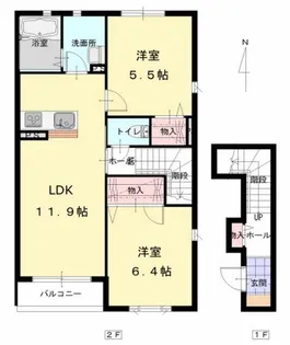 プロヌーブM【202号室】の間取り