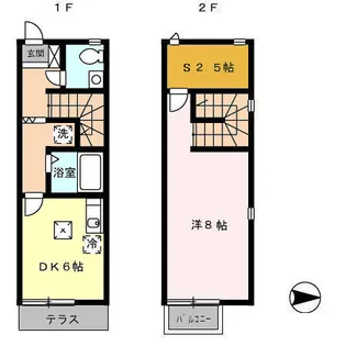 鹿児島県霧島市隼人町見次【テラスハウス】の間取り