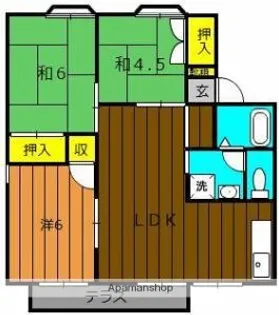 セジュール園田B棟【2階】の間取り