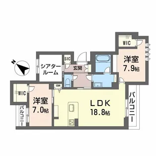 シャーメゾンプレミア鹿児島駅前【3階】の間取り