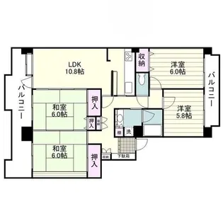 小田急サンシティ鴨池2号棟【904号室】の間取り