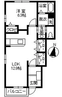 1LDKの間取り画像