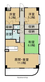 ヴィラ武之橋【701号室】の間取り