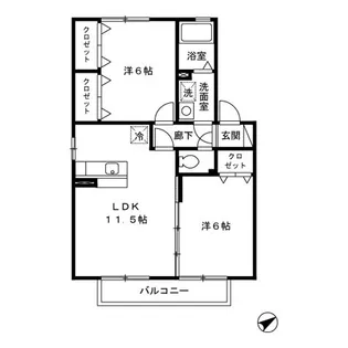 セジュールくりⅡ【2階】の間取り