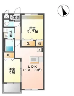 GARDEN PLACE IRIS【205号室】の間取り