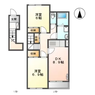 プランドール西原【2階】の間取り