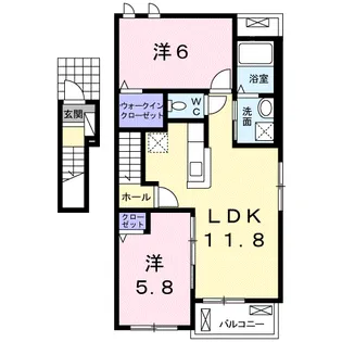 マロン・リジェール川内Ⅱ A棟【2階】の間取り
