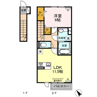 フォレストパークサイド野間島【202号室】の間取り