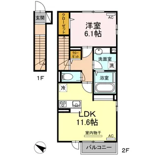 シェノア宮内【201号室】の間取り