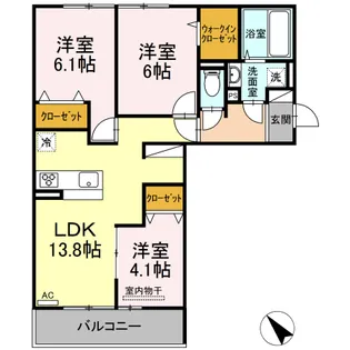メゾンドール東谷山 A棟【2階】の間取り
