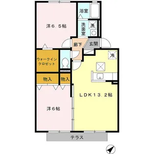 コスモガーデン B棟【1階】の間取り