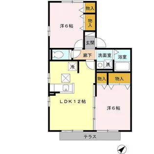 コスモガーデン B棟【1階】の間取り