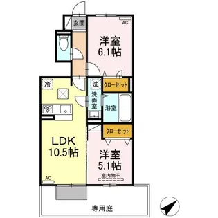 YUMERUⅢ(ユメールスリー)【101号室】の間取り