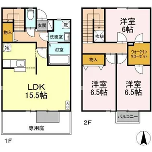 鹿児島県薩摩川内市中郷町【テラスハウス】の間取り