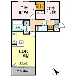 メゾンドール東谷山 B棟【3階】の間取り