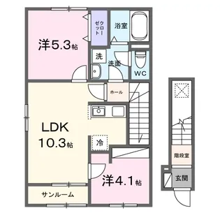 セイバリー KUBO Ⅱ【2階】の間取り