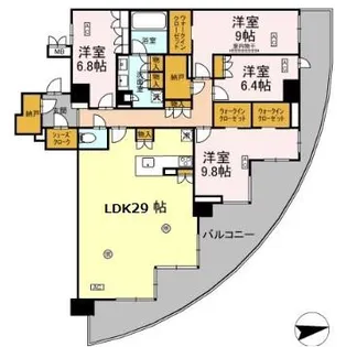 ザ・パークハウス 鹿児島中央タワー2007号【20階】の間取り
