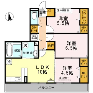セジュールサンセール【3階】の間取り