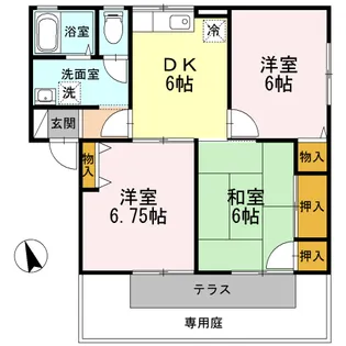 グランディールU A棟【1階】の間取り