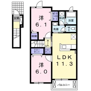 シェイクハンズ金峰B【2階】の間取り
