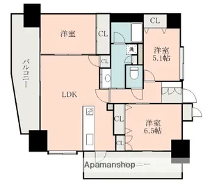 ル・サンク中央駅前【1506号室】の間取り