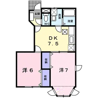 ハーヴェストFーB【1階】の間取り