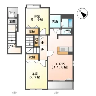 レインボーオアシス【201号室】の間取り