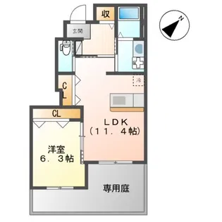 フォレスト 姫城【1階】の間取り