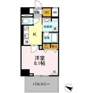 D GRANDE鹿児島中央【5階】の間取り