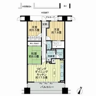 サーパス城山一番館【1502号室】の間取り