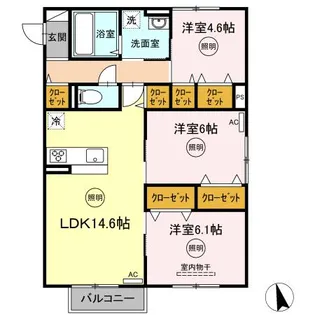 クレシアコート B棟【1階】の間取り