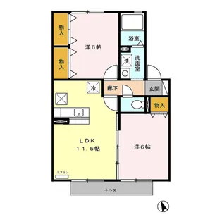 グリーンヒルドK B棟【102号室】の間取り