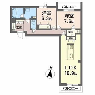 シャーメゾン春日【2階】の間取り
